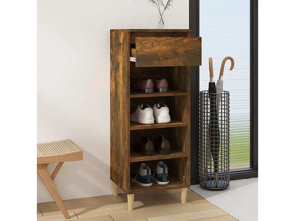 Armoire à chaussures Chêne fumé 40x36x105 cm Bois d'ingénierie