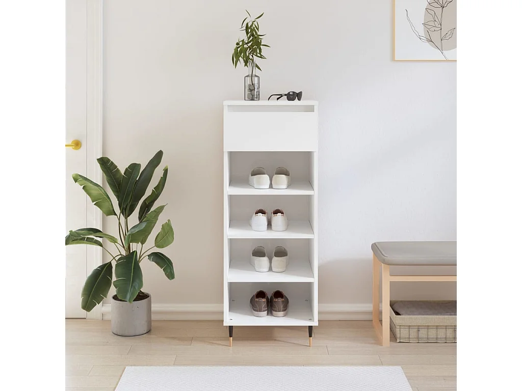 Scarpiera Bianco lucido 40x36x105 cm MDF