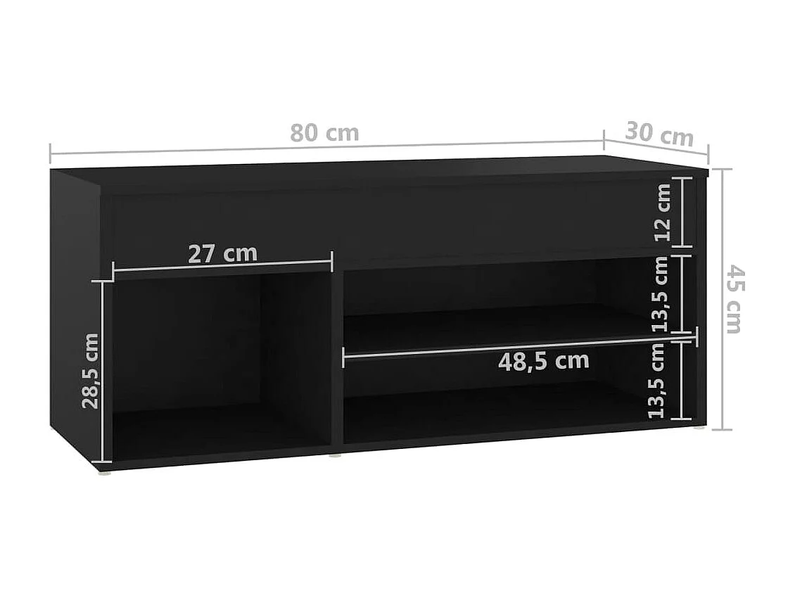 Panca per scarpe Nera 80x30x45 cm Truciolare
