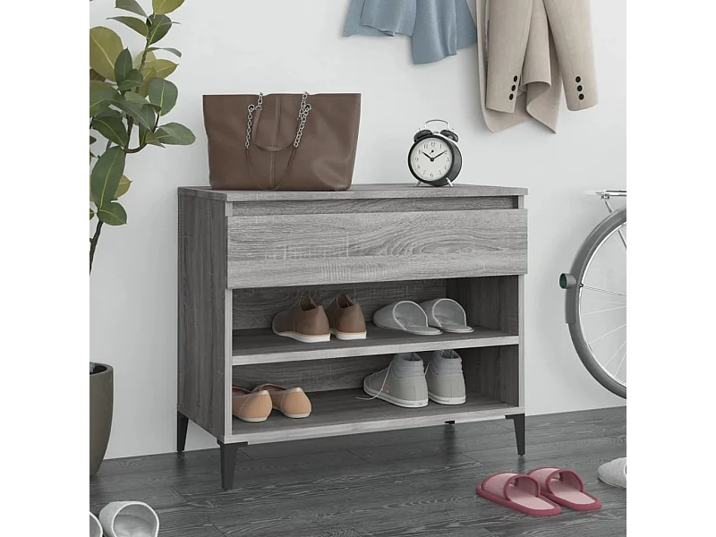 Sapateira Sonoma cinza 70x36x60 cm Madeira trabalhada
