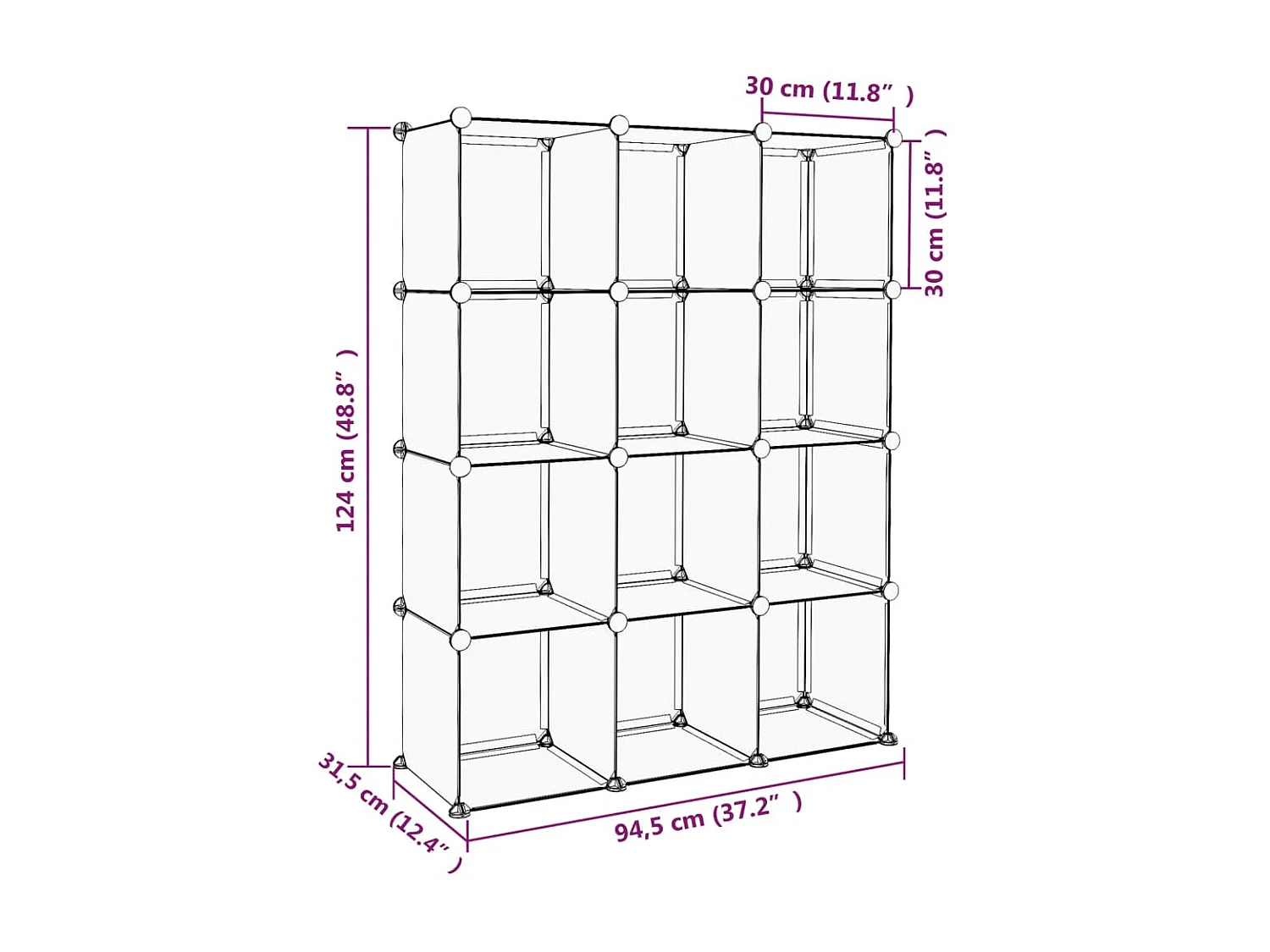 Cubes de rangement 12 pcs Transparent PP