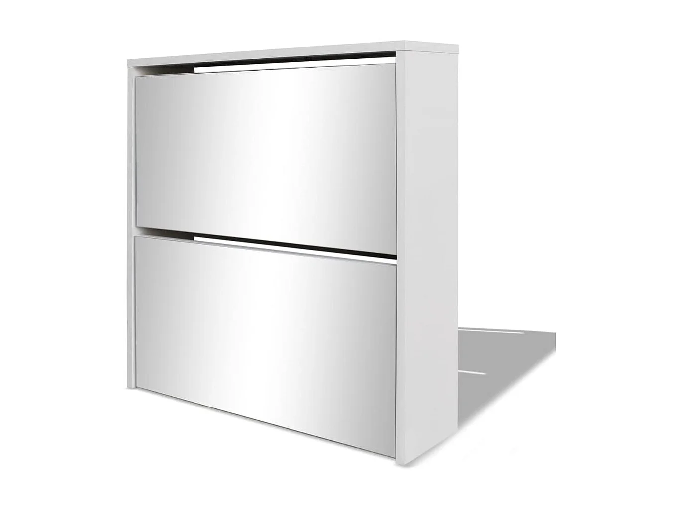 Scarpiera a 2 ripiani con specchio 63 x 17 x 67 cm Bianca