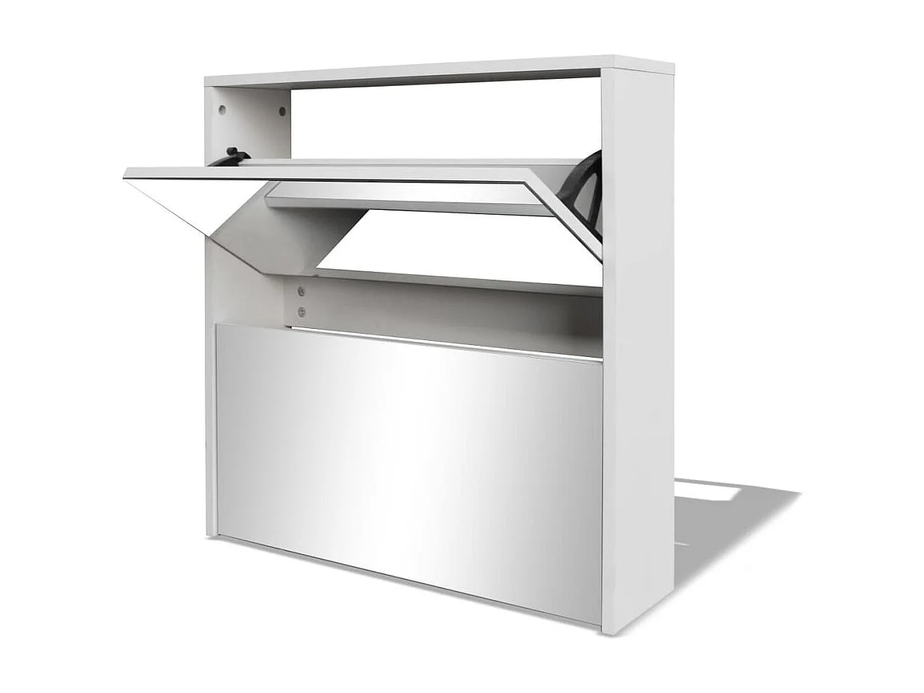 2-laags schoenenkast met spiegel 63 x 17 x 67 cm wit