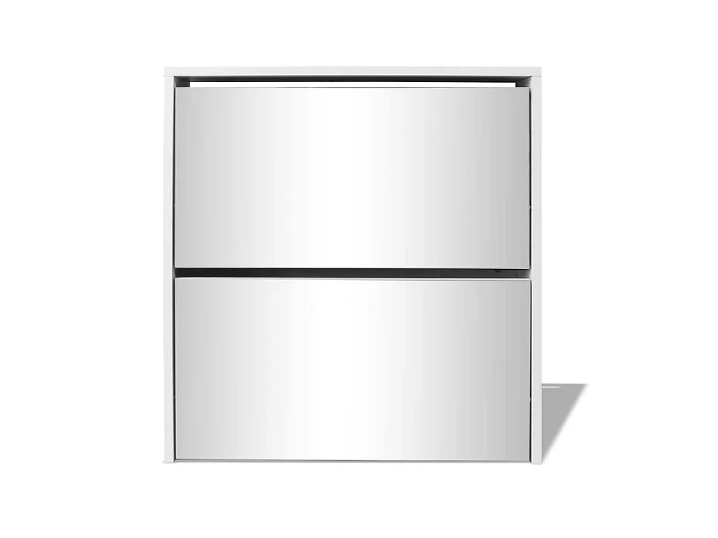 2-laags schoenenkast met spiegel 63 x 17 x 67 cm wit