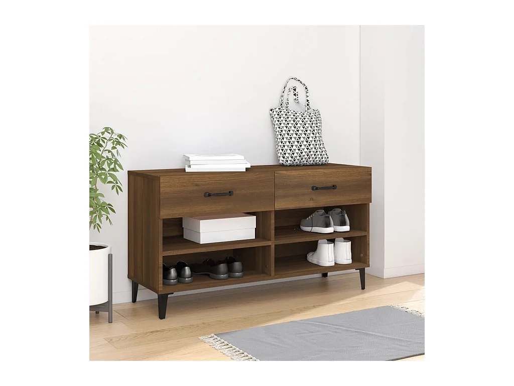 Meuble à chaussures Chêne marron 102x35x55 cm Bois d'ingénierie