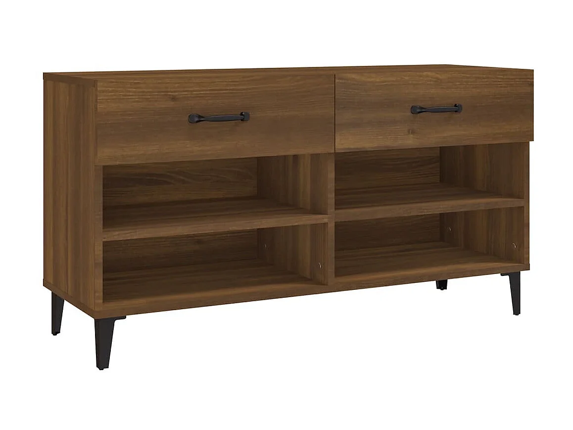 Schoenenkast Bruin eiken 102x35x55 cm Bewerkt hout