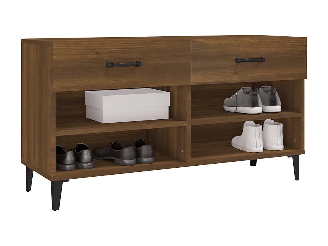 Schoenenkast Bruin eiken 102x35x55 cm Bewerkt hout