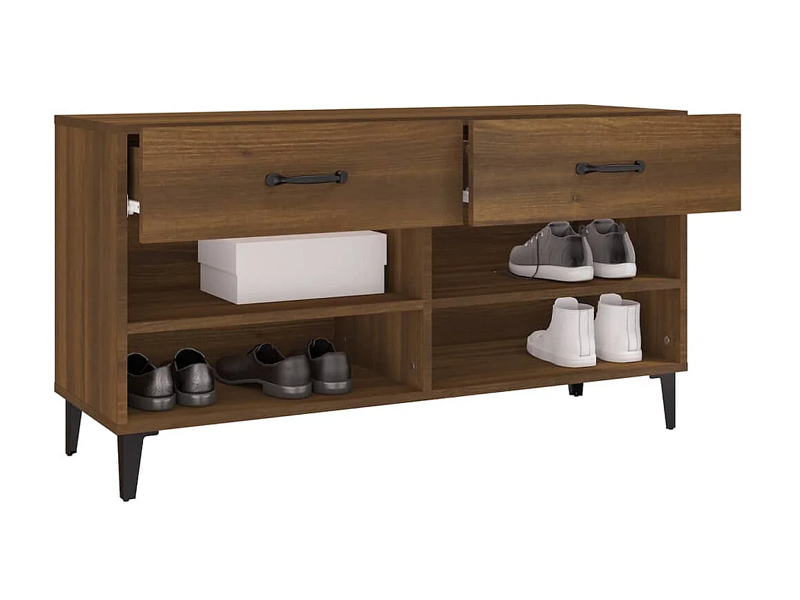 Schoenenkast Bruin eiken 102x35x55 cm Bewerkt hout