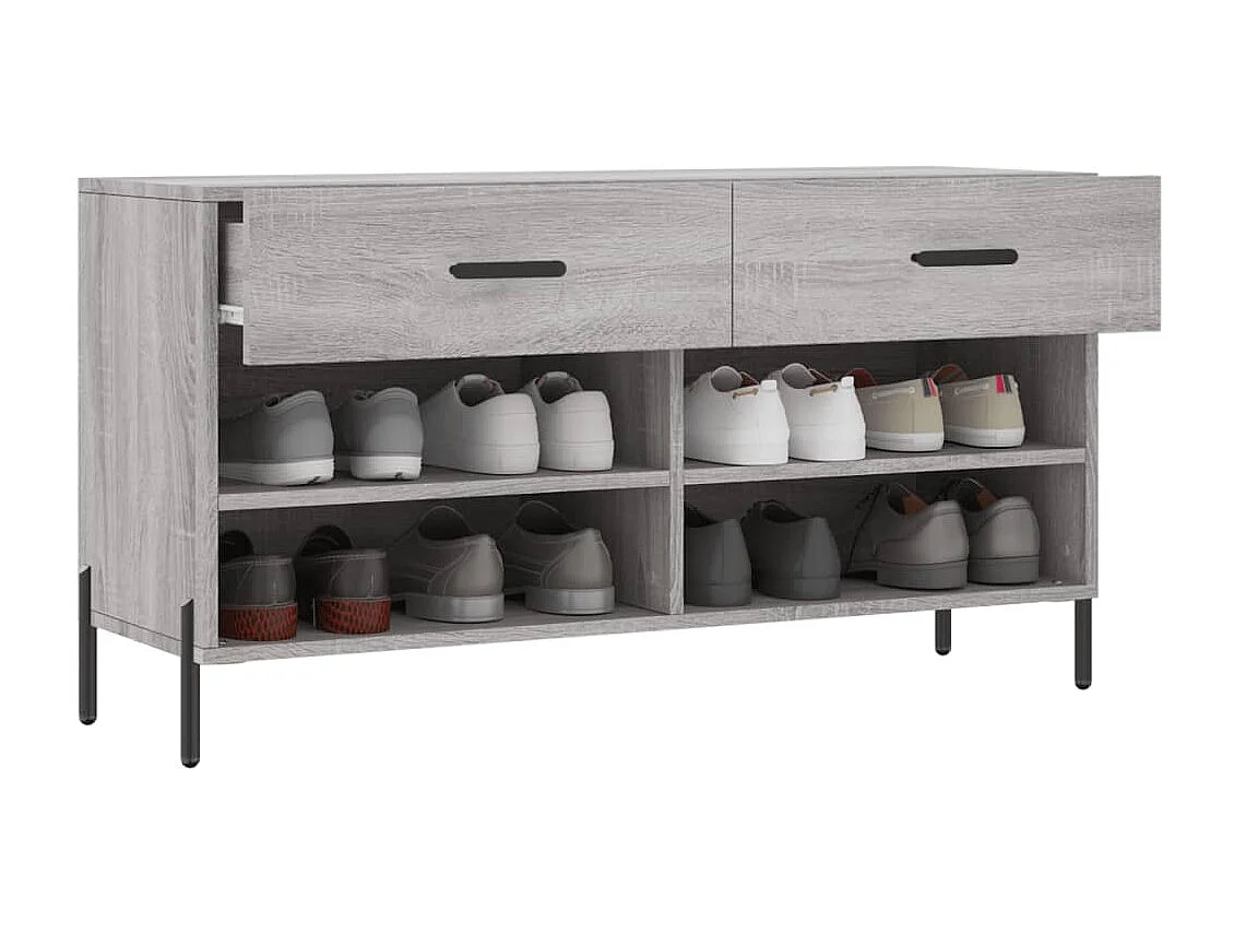 Sonoma grijze schoenenbank 102x35x55 cm samengesteld hout