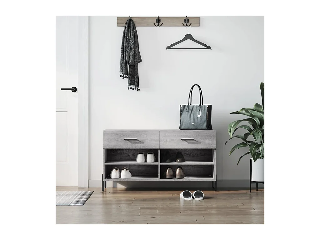 Banc à chaussures sonoma gris 102x35x55 cm bois d'ingénierie