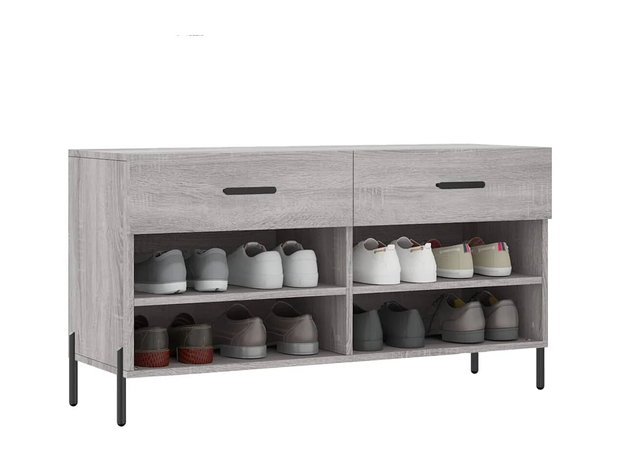 Sonoma grijze schoenenbank 102x35x55 cm samengesteld hout