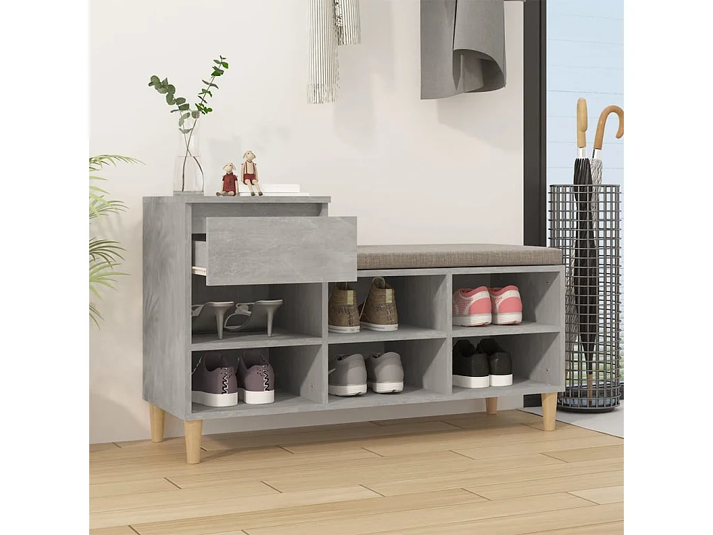 Scarpiera Grigio cemento 102x36x60 cm MDF