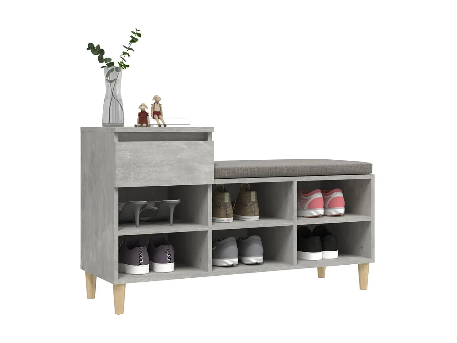 Scarpiera Grigio cemento 102x36x60 cm MDF