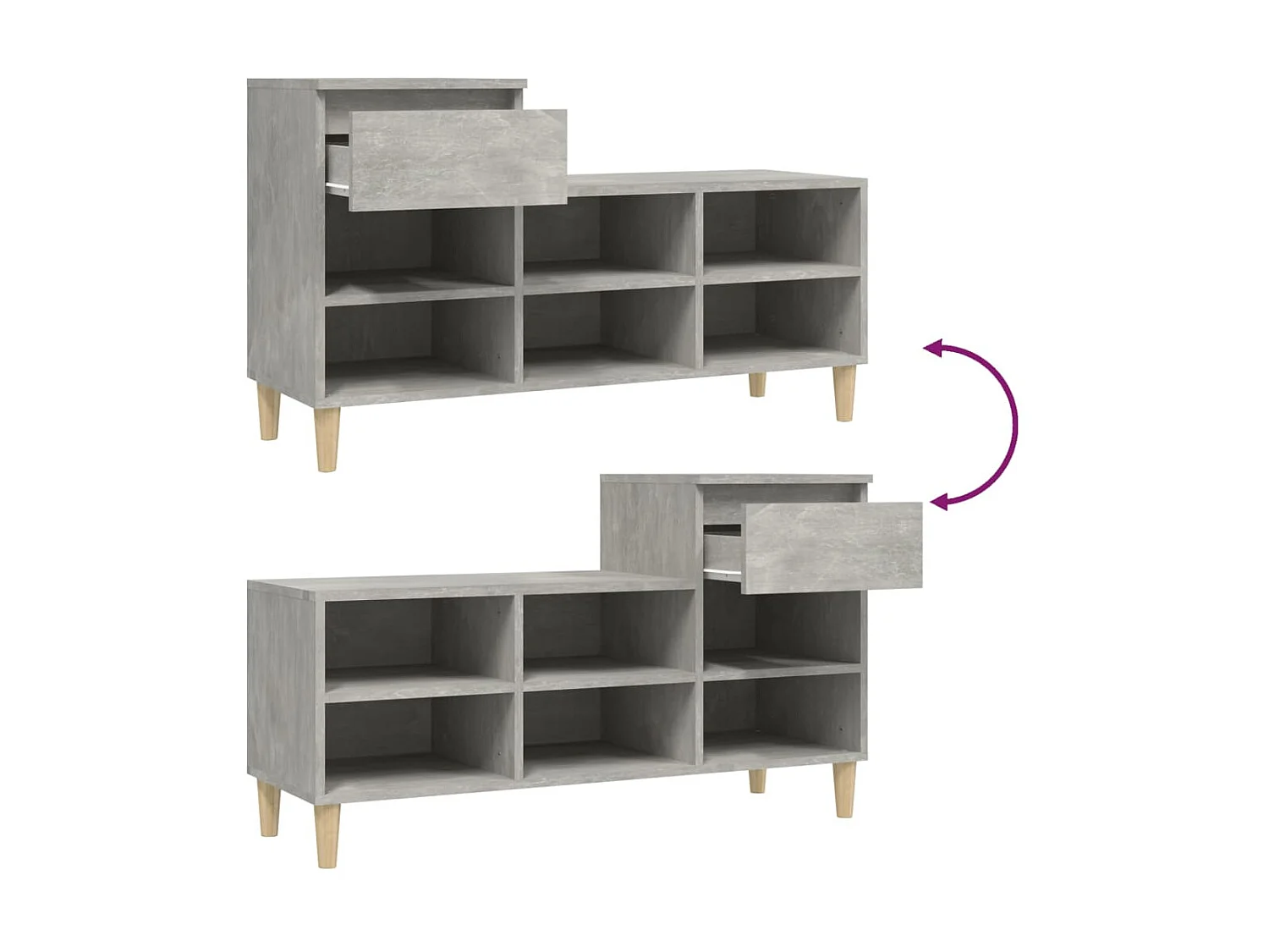 Scarpiera Grigio cemento 102x36x60 cm MDF