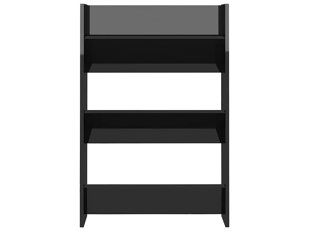 Schoenenkasten voor wandmontage 2 stuks Glanzend zwart 60x18x90 cm