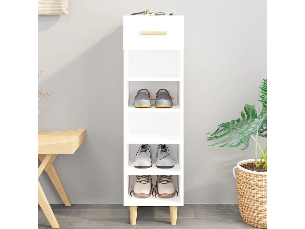 Scarpiera Bianco lucido 30x35x105 cm MDF