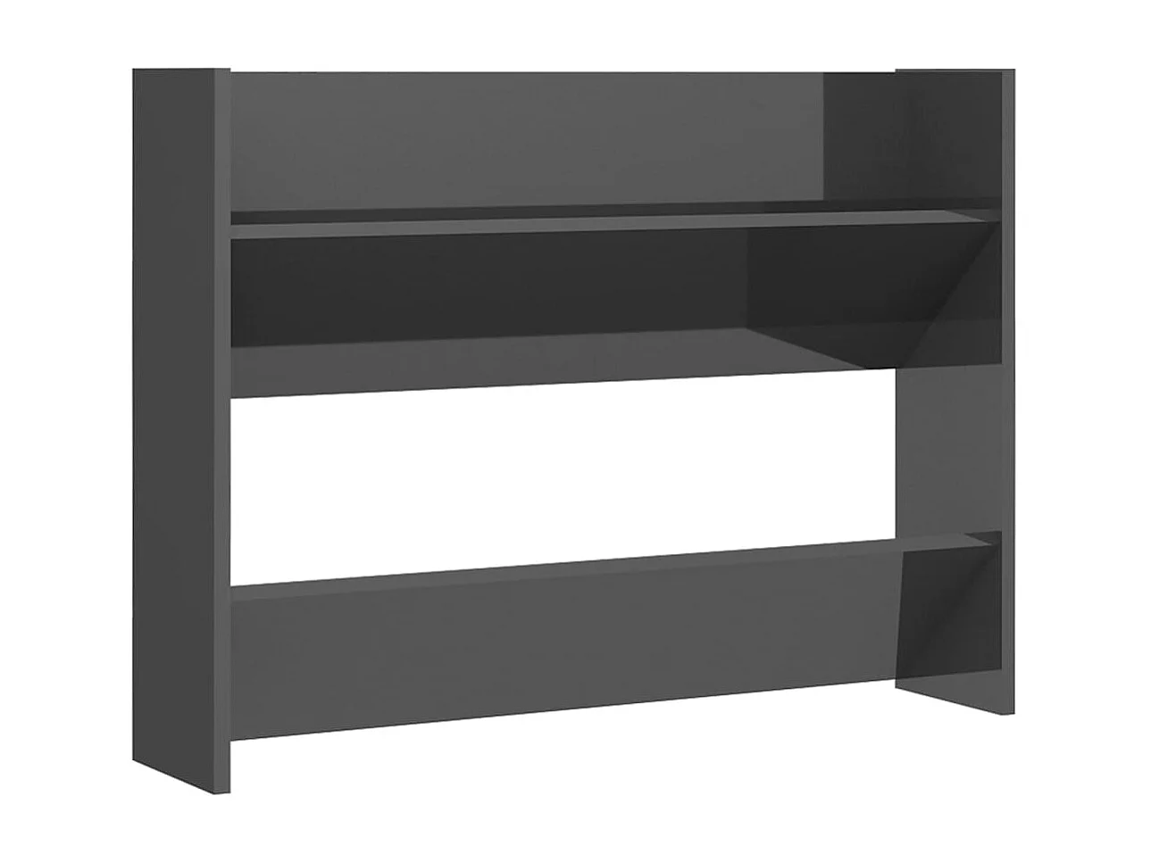 Schuhschrank zur Wandmontage, glänzend grau, 80 x 18 x 60 cm, Spanplatte