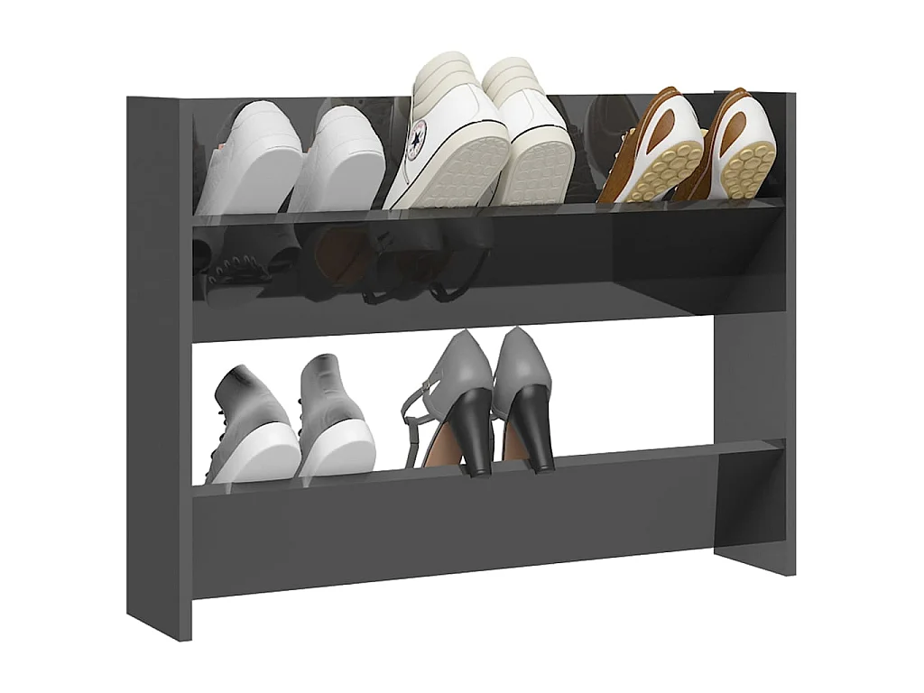 Armoire à chaussures murale Gris brillant 80x18x60 cm Aggloméré