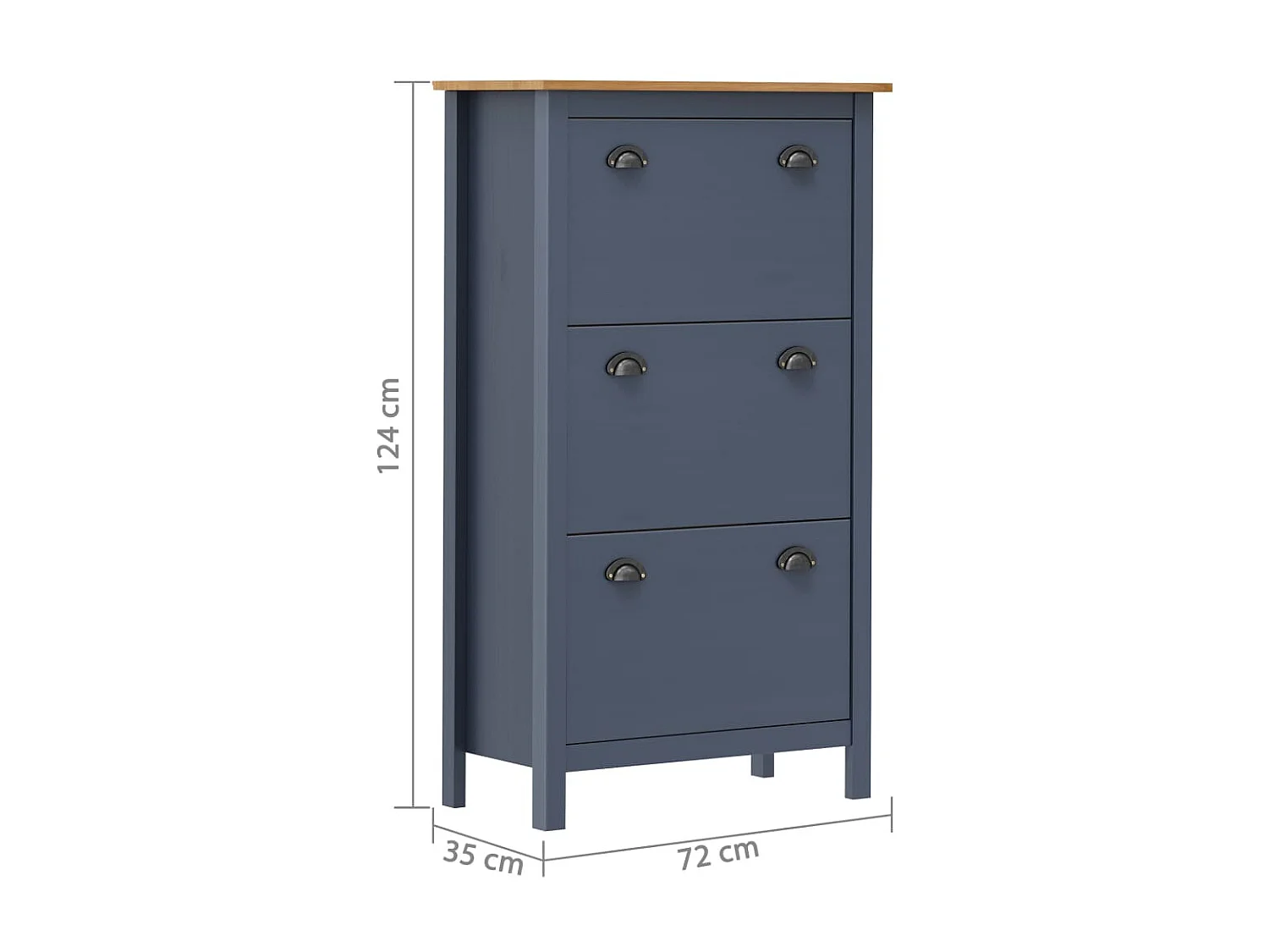 Armoire à chaussures Hill Gris 72x35x124 cm Bois de pin solide