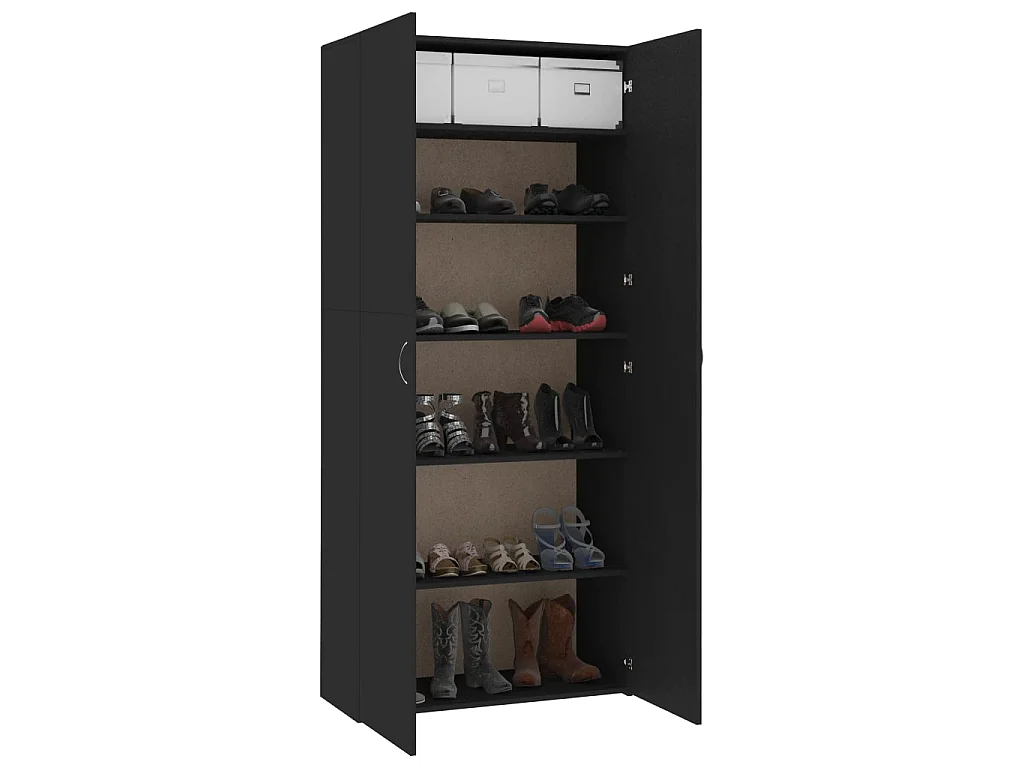 Schoenenkast Zwart 80 x 35,5 x 180 cm Spaanplaat