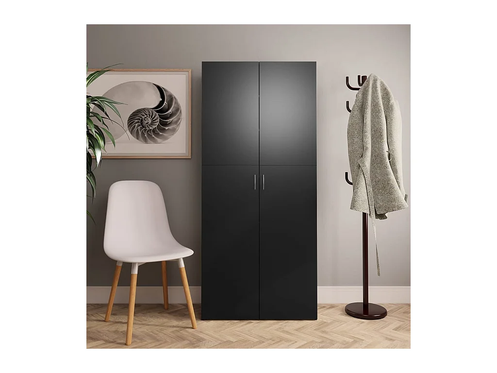 Armoire à chaussures Noir 80 x 35,5 x 180 cm Aggloméré