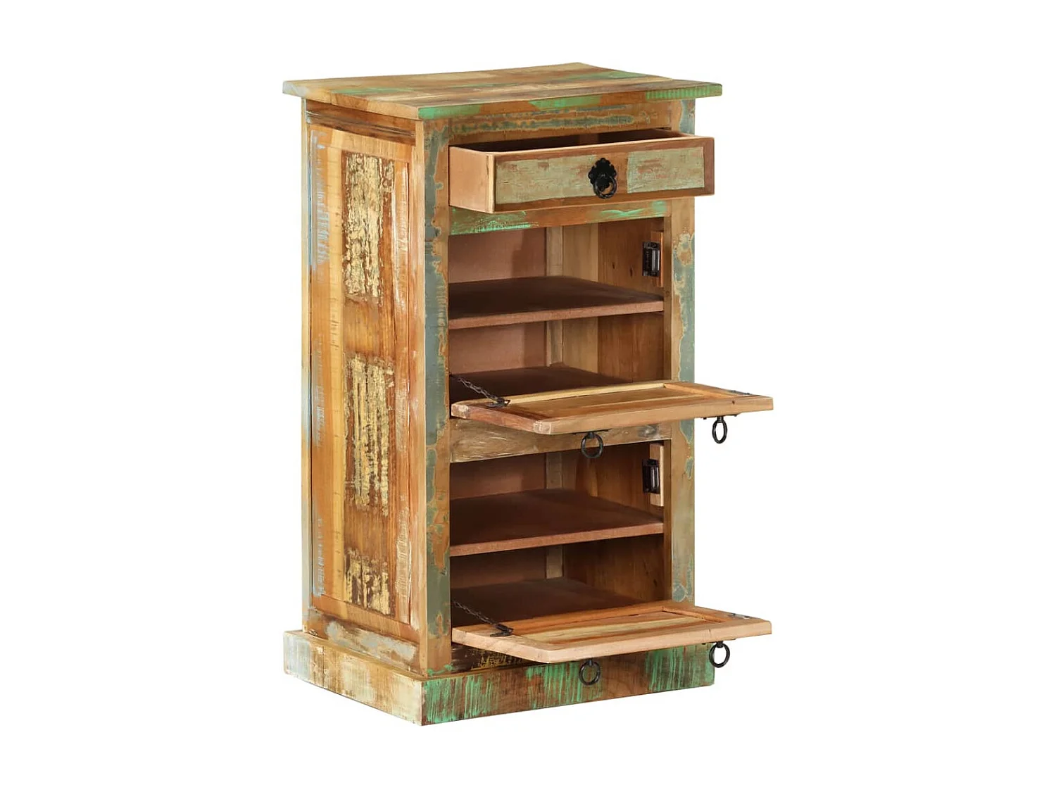 Armoire à chaussures 4 couches avec tiroir Bois de récupération