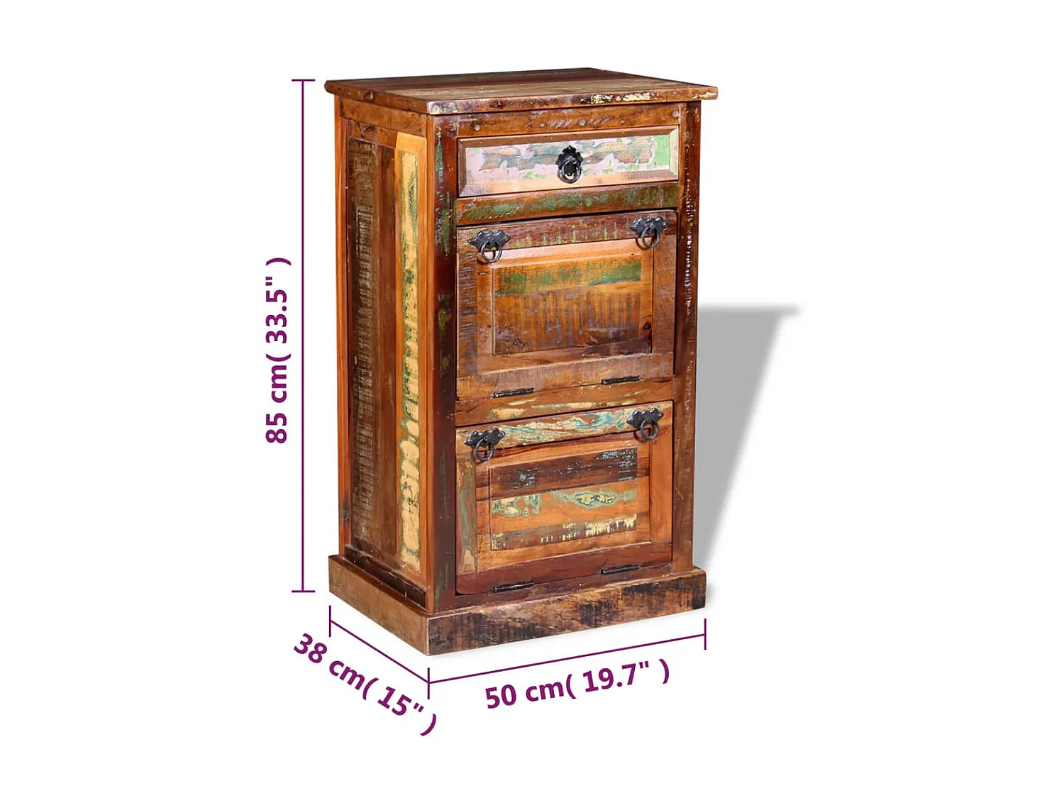 Armoire à chaussures 4 couches avec tiroir Bois de récupération