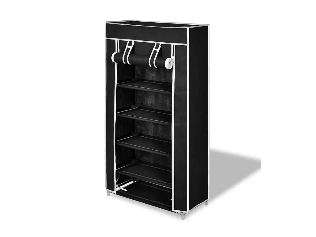 Armoire à chaussures avec housse 58 x 28 x 106 cm Tissu Noir