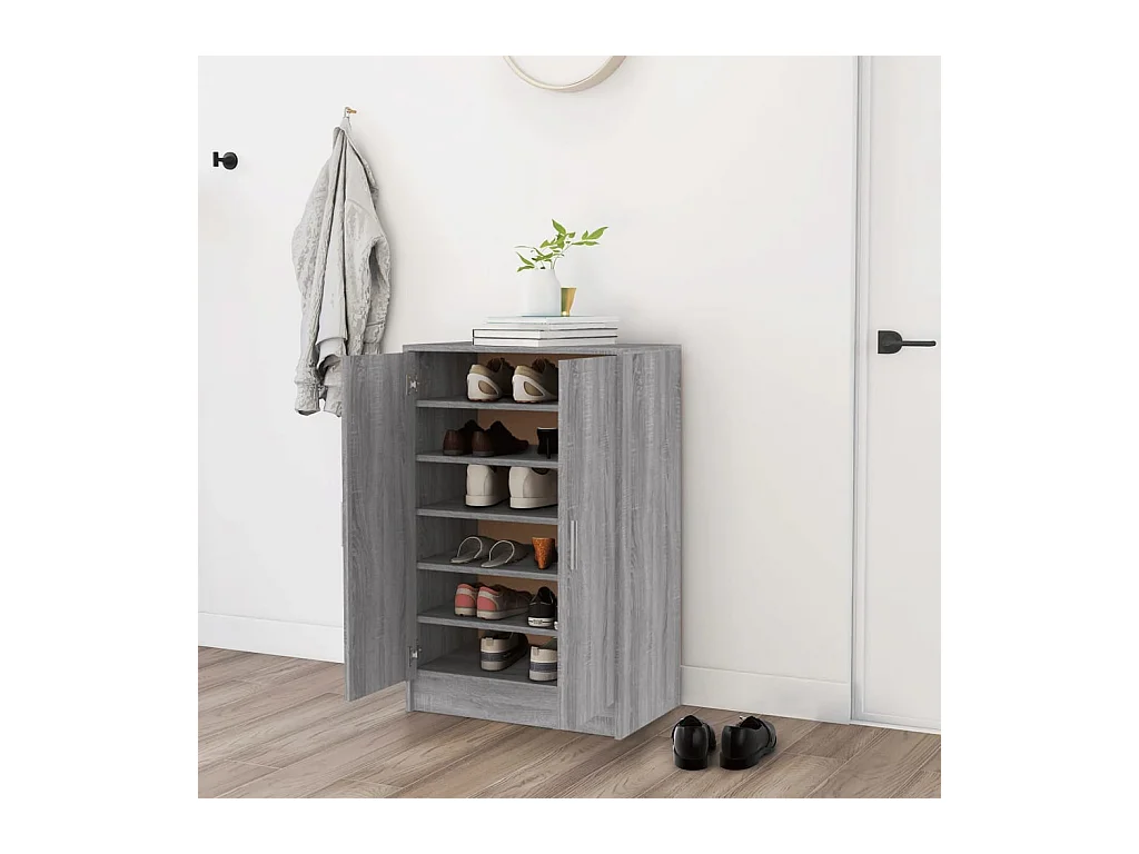 Meuble à chaussures Sonoma gris 60x35x92 cm Bois d'ingénierie