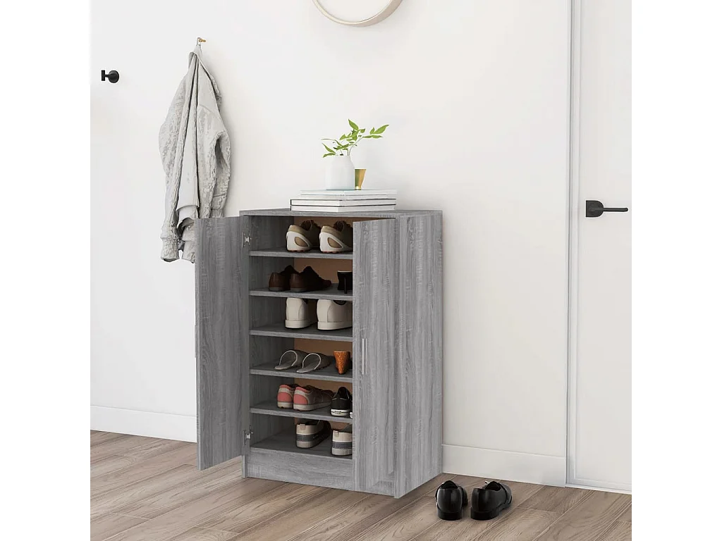 Sapateira Sonoma cinza 60x35x92 cm Madeira trabalhada