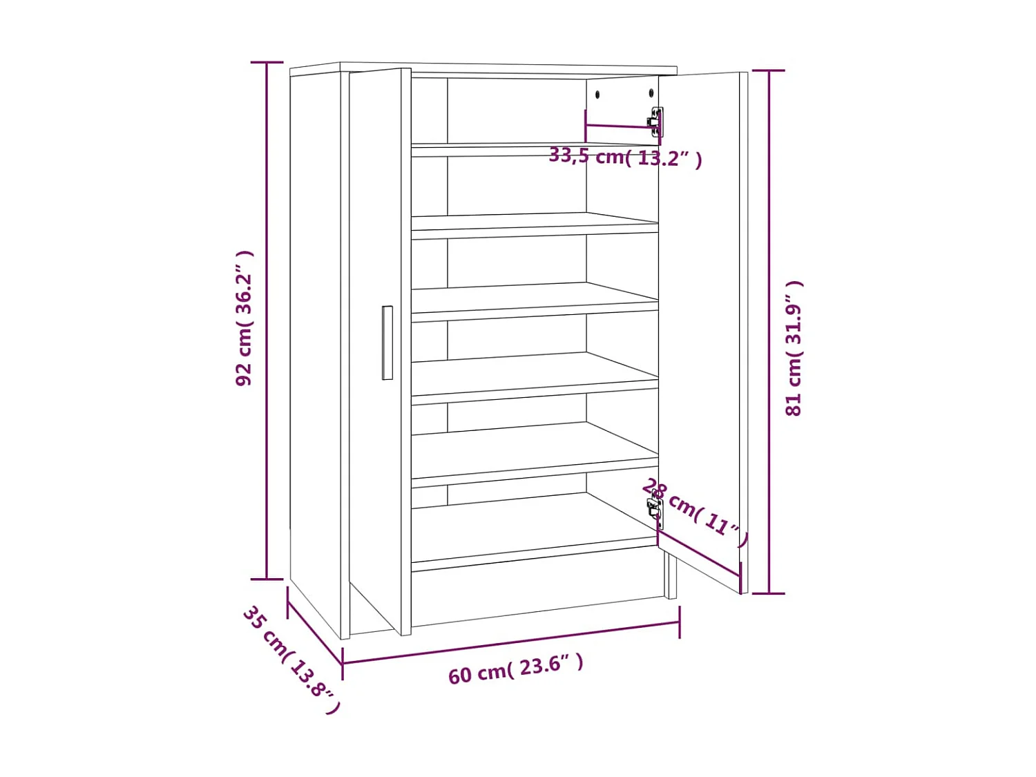 Sapateira Sonoma cinza 60x35x92 cm Madeira trabalhada