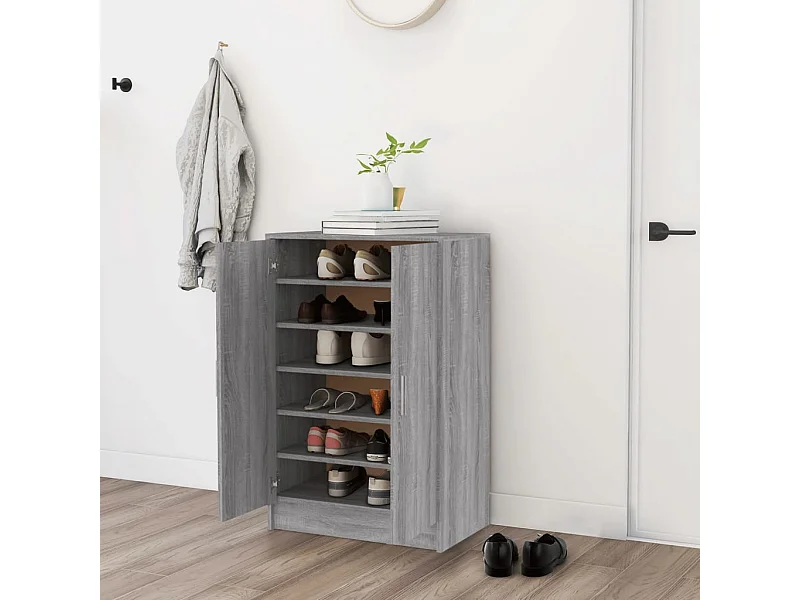 Meuble à chaussures Sonoma gris 60x35x92 cm Bois d'ingénierie