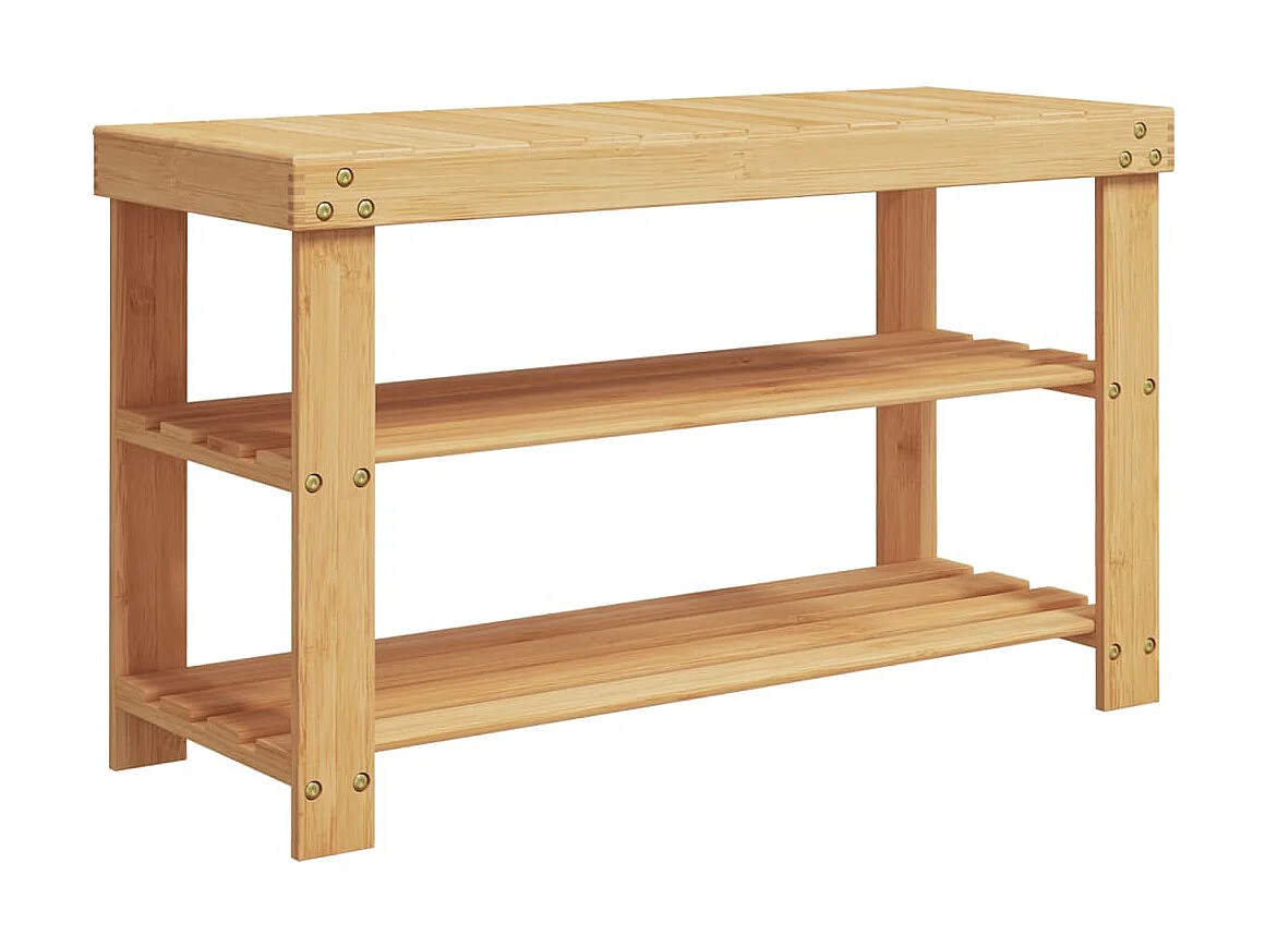 étagère à chaussures 3 niveaux 70x27,5x45 cm bambou