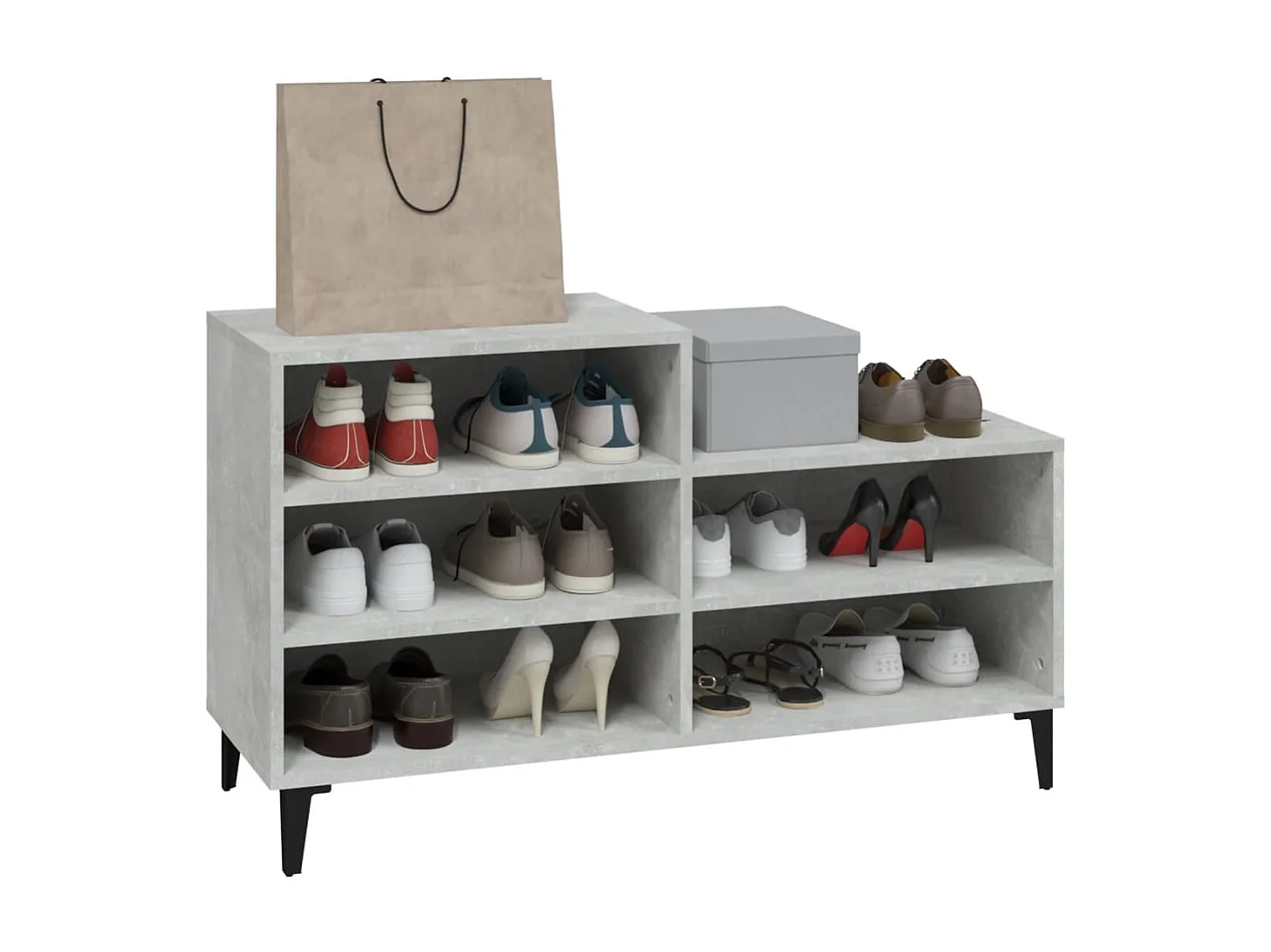 Armoire à chaussures Gris béton 102x36x60 cm Bois d'ingénierie