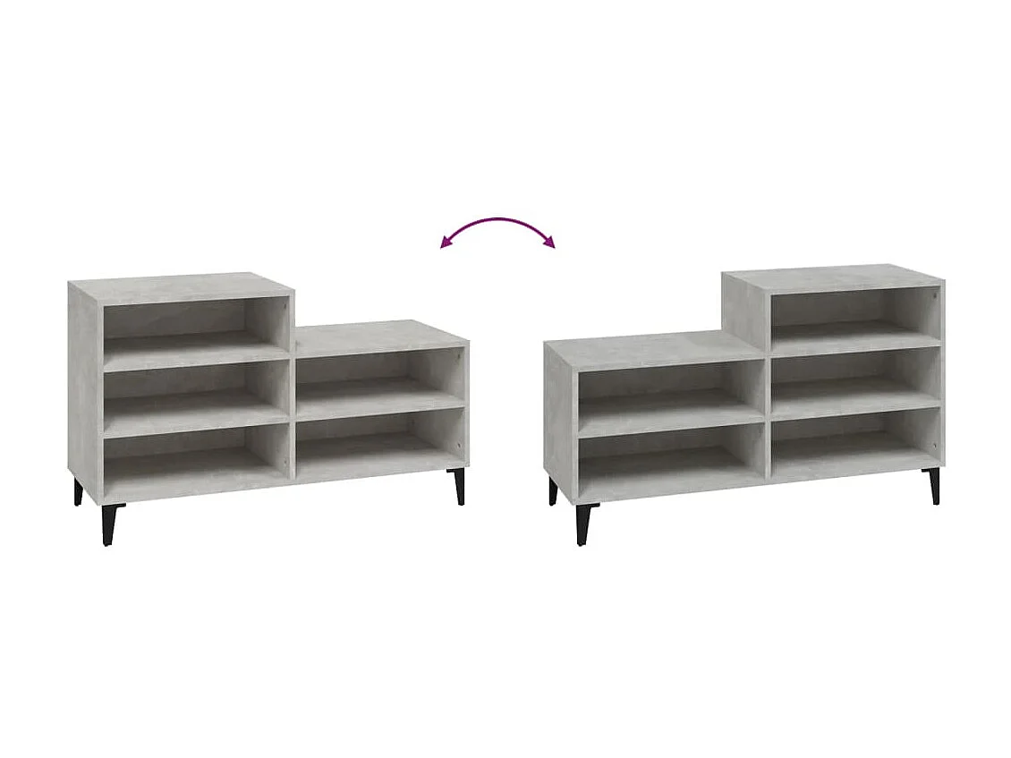 Schuhschrank Betongrau 102x36x60 cm Holzwerkstoff