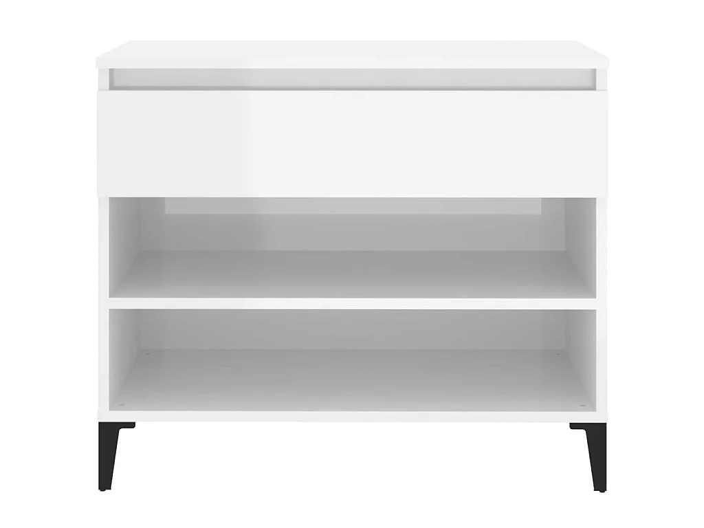 Sapateira branco brilhante 70x36x60 cm Madeira trabalhada