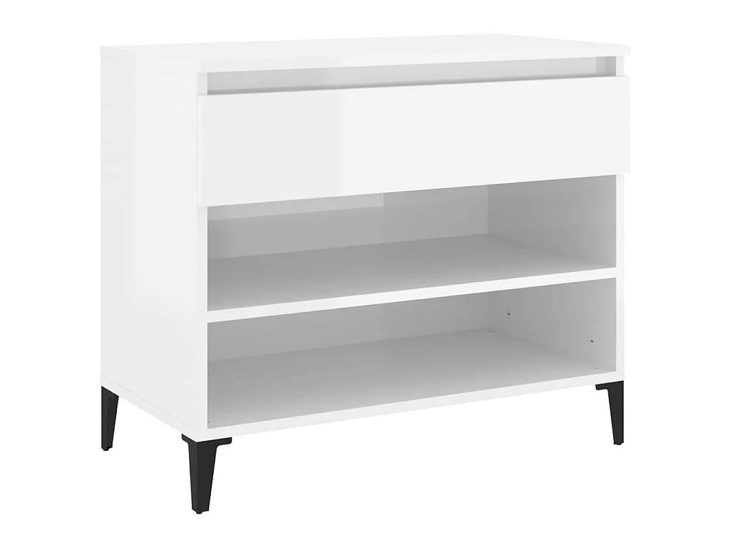 Sapateira branco brilhante 70x36x60 cm Madeira trabalhada