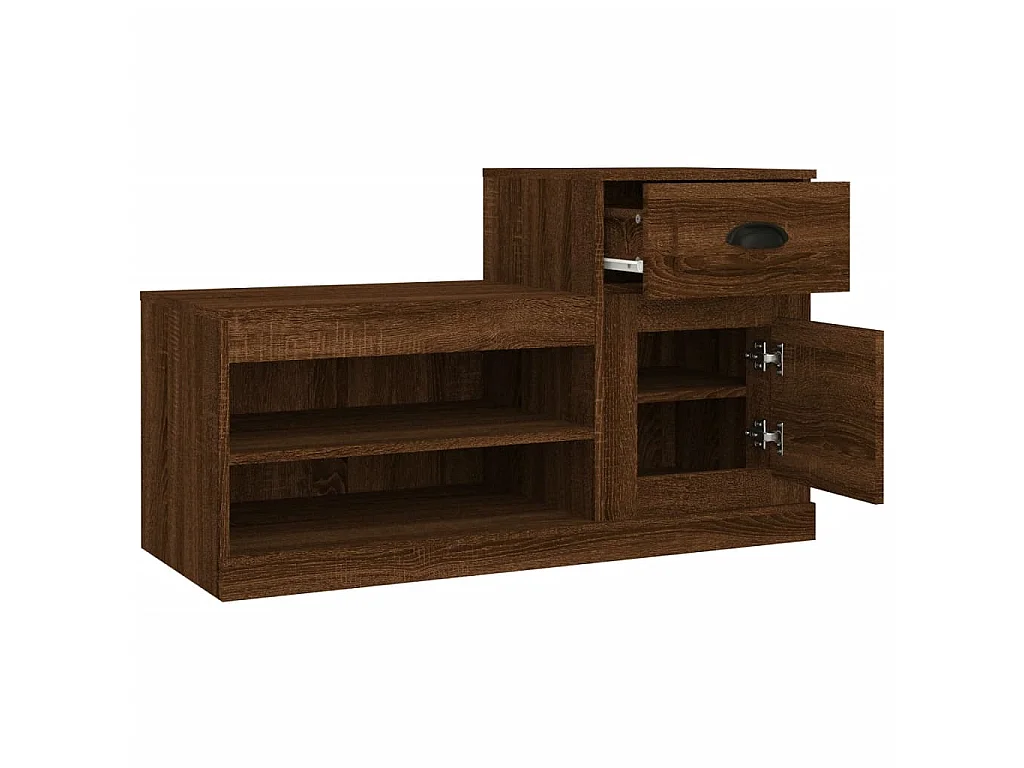 Armoire à chaussures chêne marron 100x42x60cm bois d'ingénierie