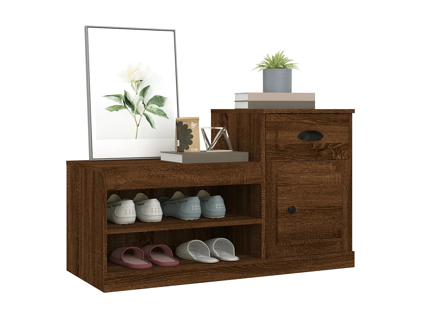 Armoire à chaussures chêne marron 100x42x60cm bois d'ingénierie