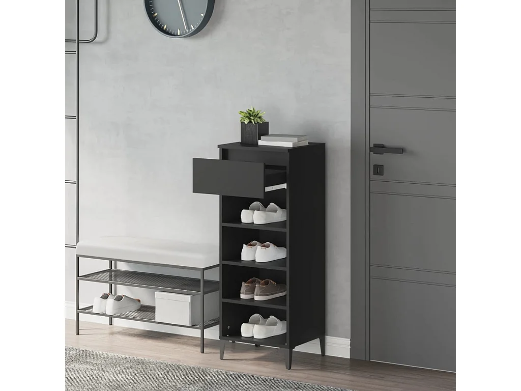 scarpiera Nera 40x36x105 cm MDF