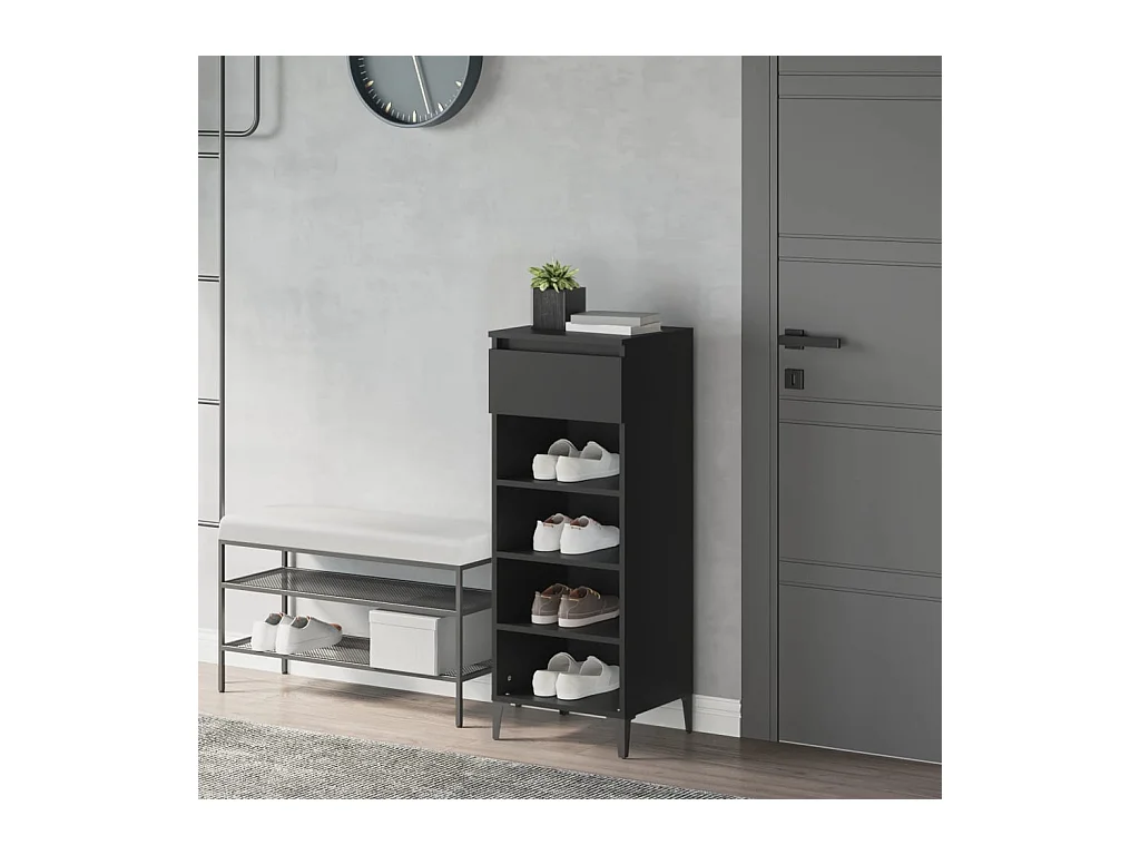 étagère à chaussures Noir 40x36x105 cm Bois d'ingénierie