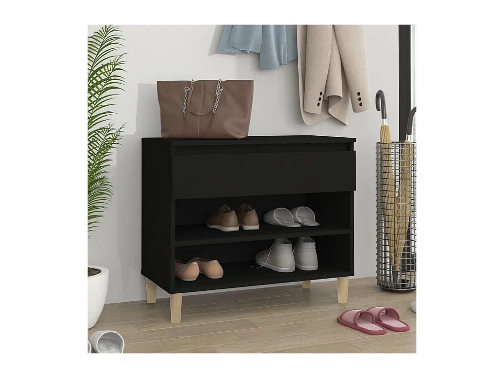 Armoire à chaussures Noir 70x36x60 cm Bois d'ingénierie