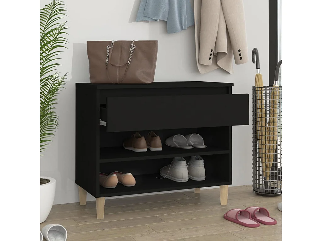 Armoire à chaussures Noir 70x36x60 cm Bois d'ingénierie