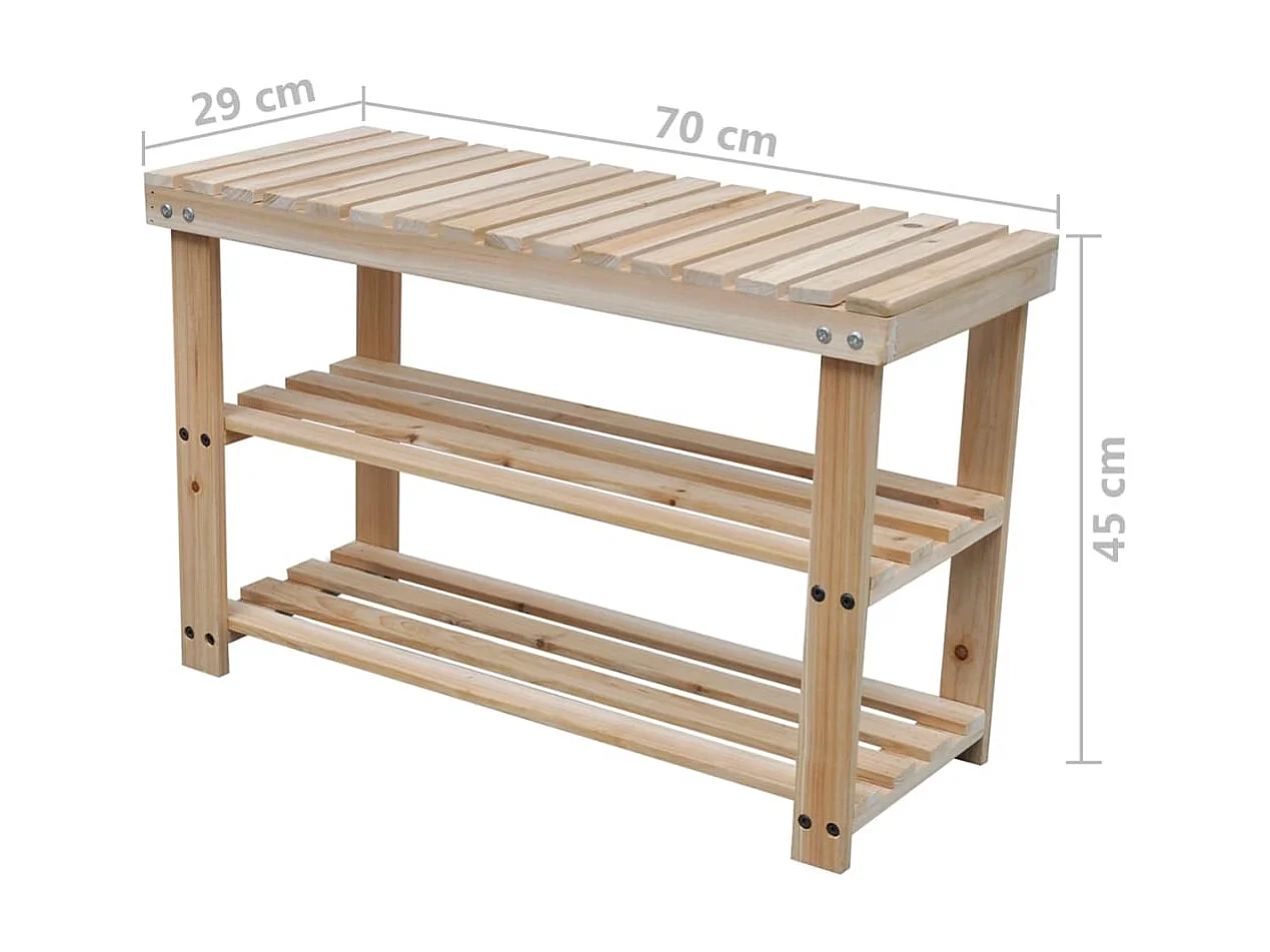 étagère à chaussures 2 en 1 avec dessus banc 2 pcs Bois massif