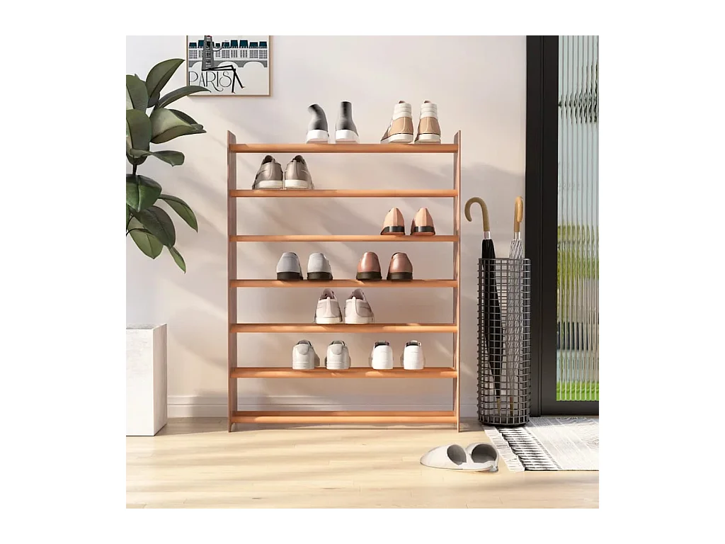 schoenenrek Bruin 90x24x117 cm Bewerkt hout