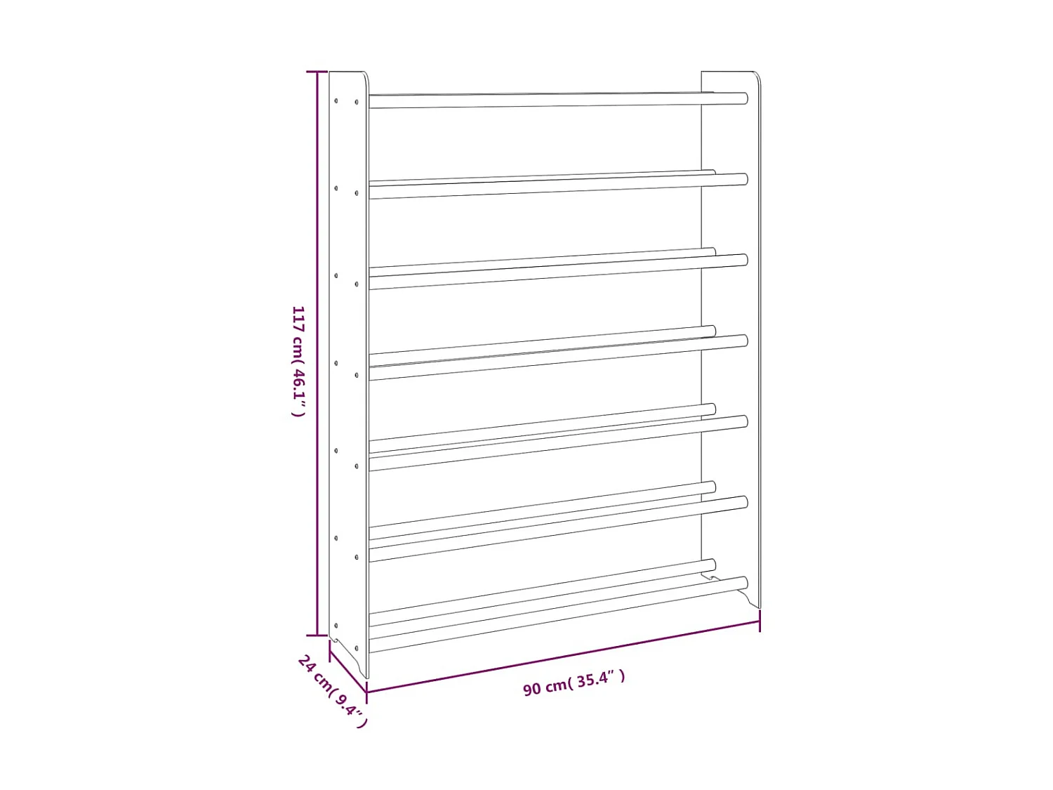 étagère à chaussures Marron 90x24x117 cm Bois d'ingénierie