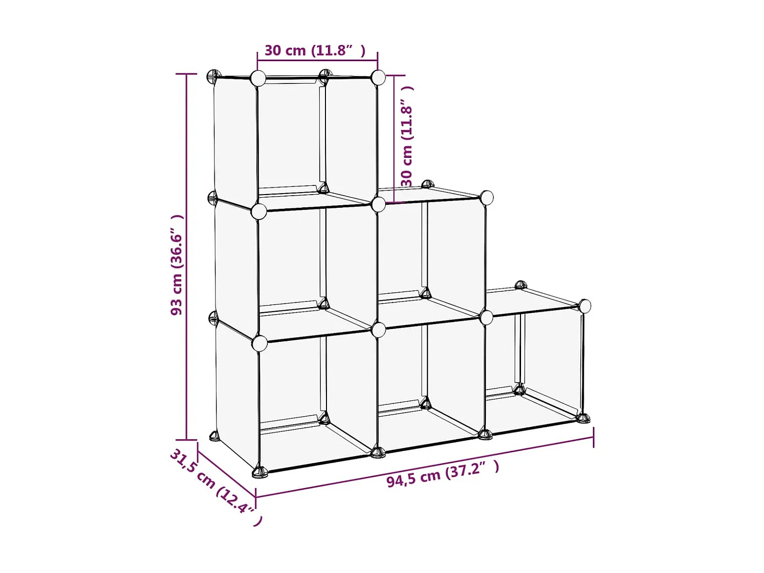 Cubos de armazenamento 6 unidades PP Transparente