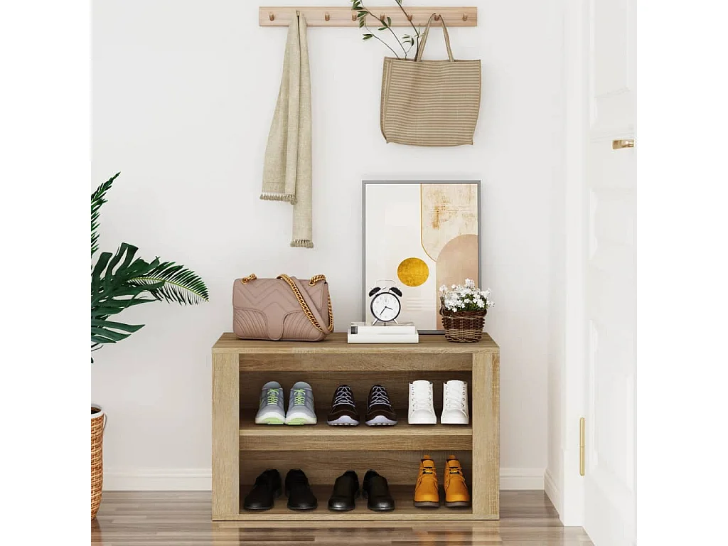 zapatero roble Sonoma 75x35x45 cm Madera contrachapada