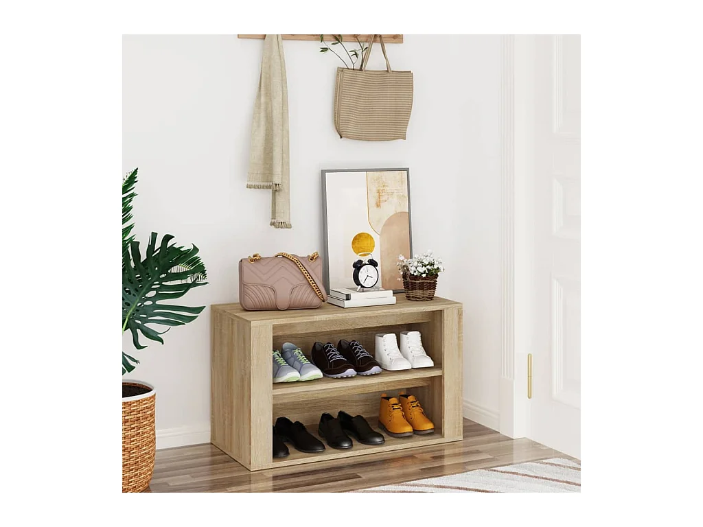 zapatero roble Sonoma 75x35x45 cm Madera contrachapada