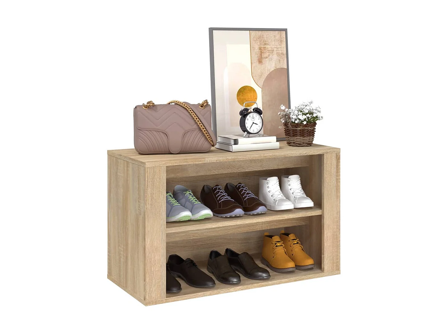 zapatero roble Sonoma 75x35x45 cm Madera contrachapada
